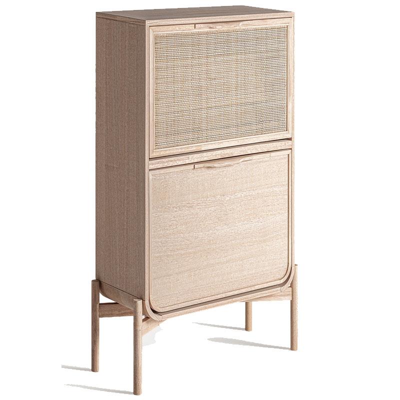 Mueble Zapatero 2 Puertas Abatibles Madera Ratan - Serie Weurtz Mueble Zapatero 2 Puertas Abatibles Madera Ratan - Serie Weurtz