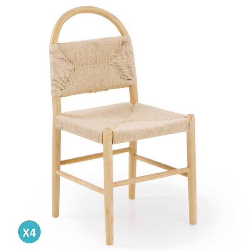 Pack 4 Sillas Comedor Madera Cuerda Fresno Natural Alosta Pack 4 Sillas Comedor Madera Cuerda Fresno Natural Alosta