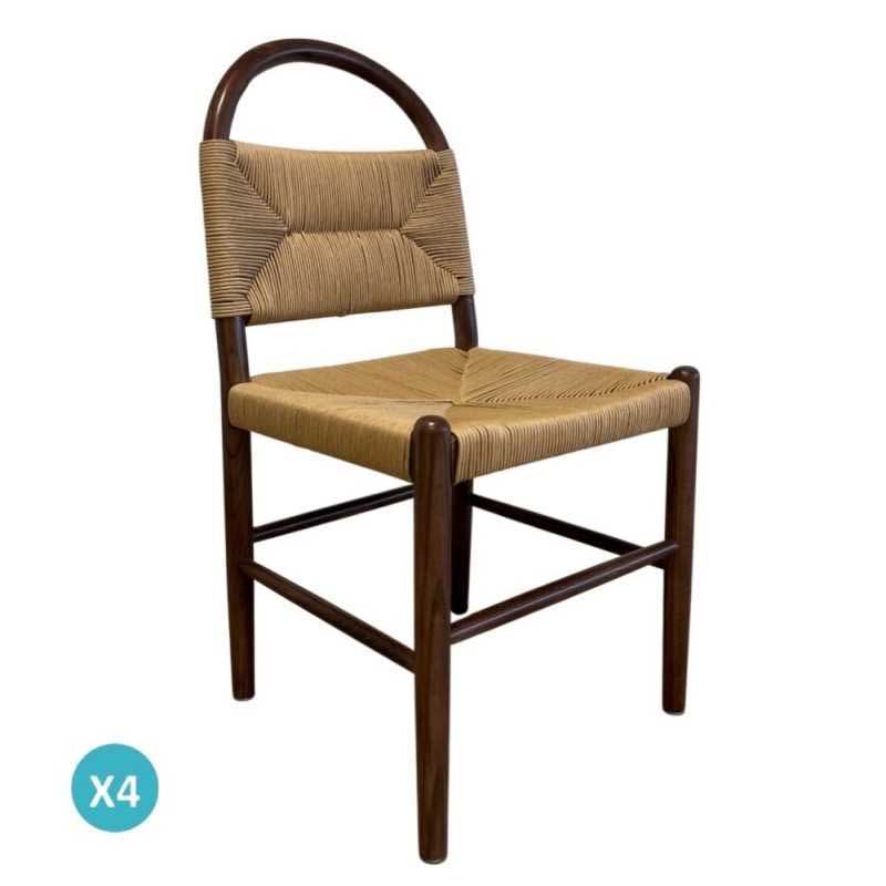 Pack 4 Sillas Comedor Madera Cuerda Fresno Nogal Serie Alosta Pack 4 Sillas Comedor Madera Cuerda Fresno Nogal Serie Alosta