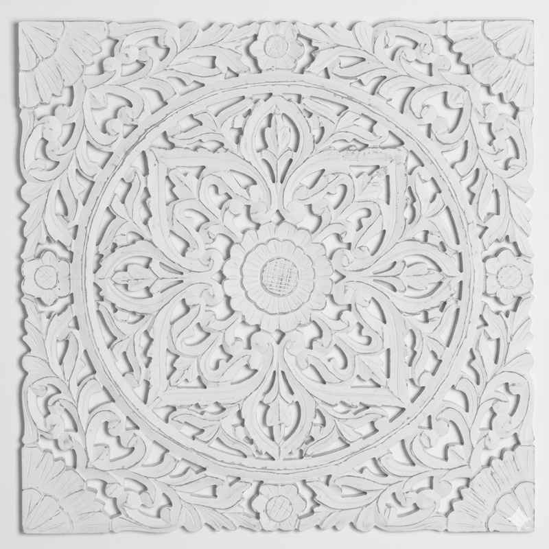Panel Decorativo Tallado Mandala Oriental Blanco - Serie Adebas Panel Decorativo Tallado Mandala Oriental Blanco - Serie Adebas