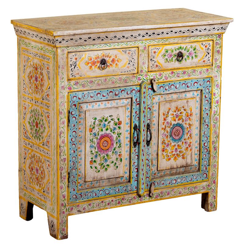 Recibidor Oriental Madera Mango Policromado Serie Ambros Recibidor Oriental Madera Mango Policromado Serie Ambros