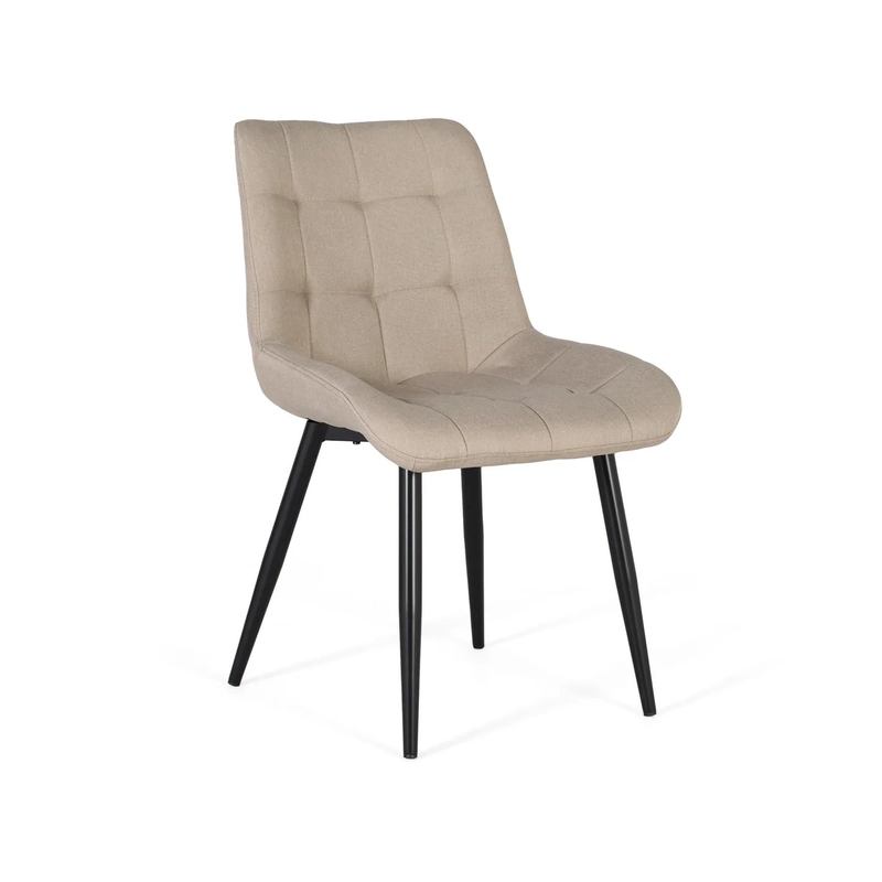 Set 2 Sillas Comedor Tapizadas Beige Patas Metal -Sahana Set 2 Sillas Comedor Tapizadas Beige Patas Metal -Sahana