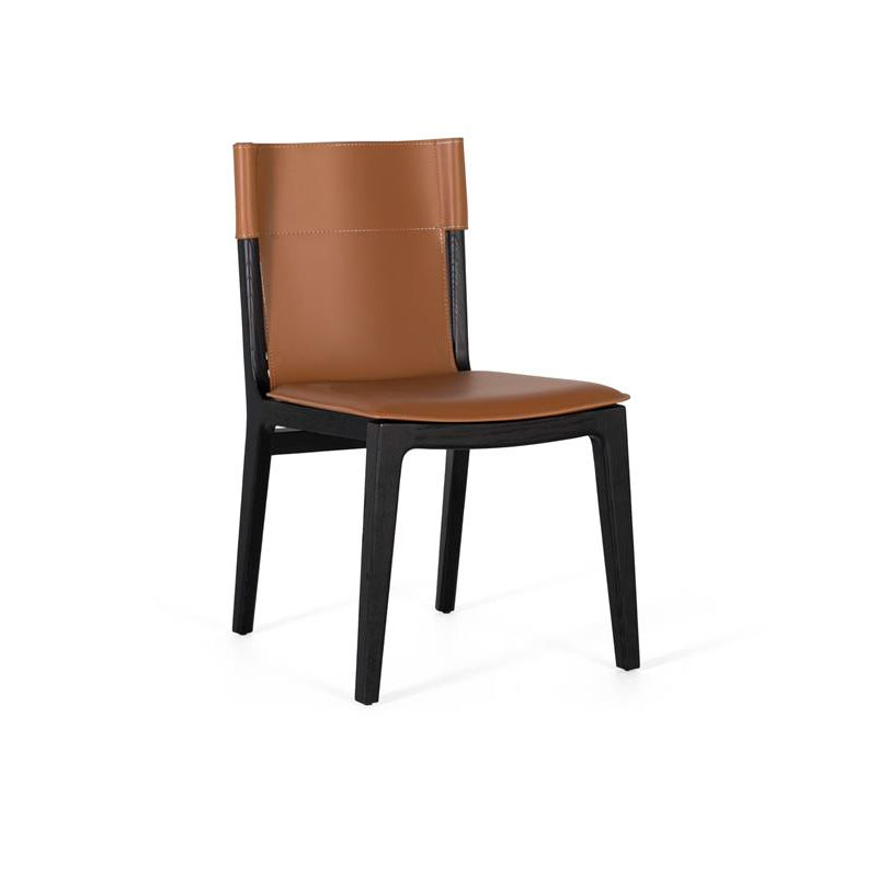 Set de 2 Sillas Eco Piel y Madera Marron Negro Barust Set de 2 Sillas Eco Piel y Madera Marron Negro Barust