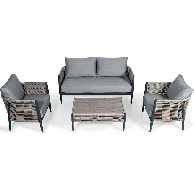 Set Sofa, 2 Sillones y Mesa de Centro Aluminio Gris Accurti Set Sofa, 2 Sillones y Mesa de Centro Aluminio Gris Accurti