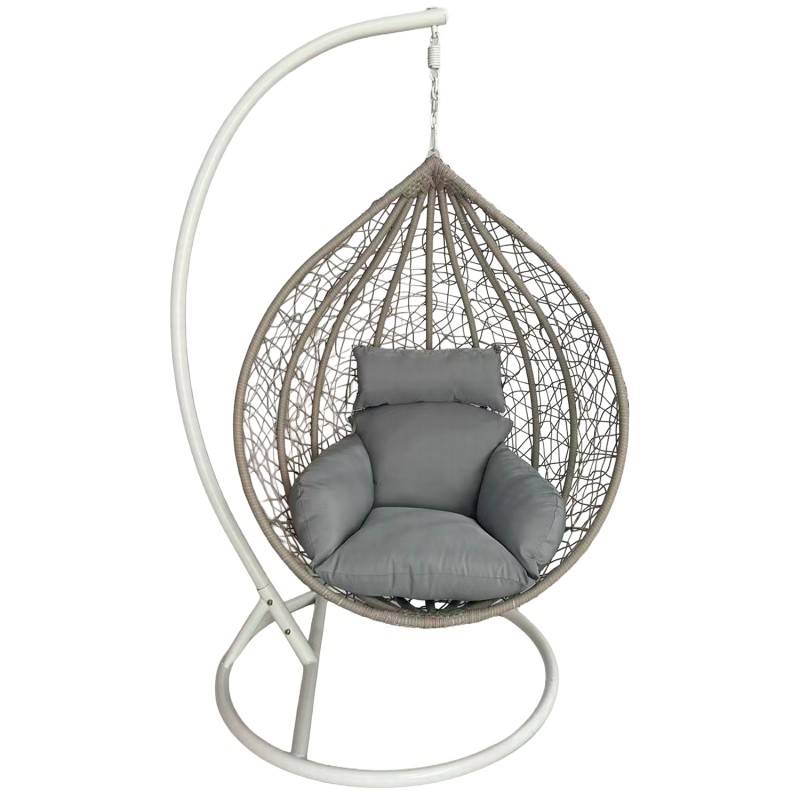 Silla Columpio Colgante Acero Blanco y Ratan Crema - Ahrana Silla Columpio Colgante Acero Blanco y Ratan Crema - Ahrana