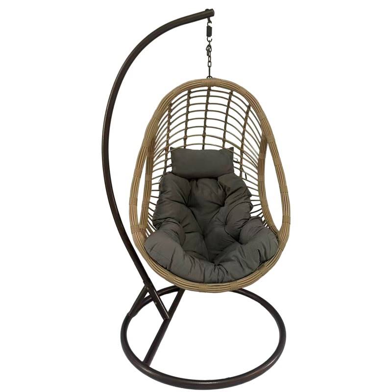 Silla Columpio Colgante Acero Negro y Ratan - Serie Ahrana Silla Columpio Colgante Acero Negro y Ratan - Serie Ahrana