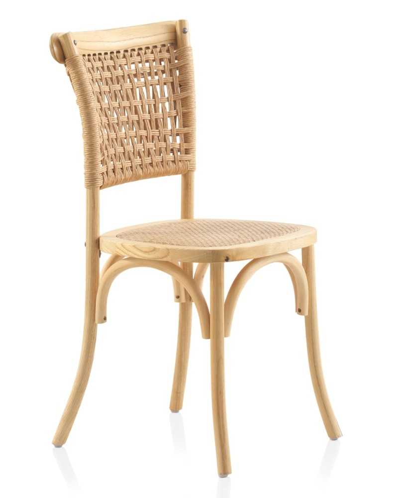 Silla Comedor de Olmo Rattan y Abaca Diseño Moderno Allaert