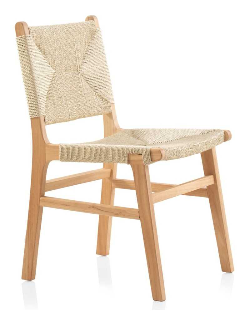 Silla Madera Con Asiento Respaldo Trenzado Cuerda Hevea