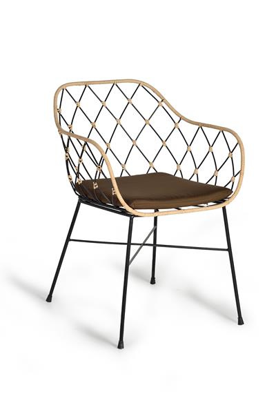 2 Sillas Rattan Forja Terraza con Cojin Marron Serie Rattanwund 2 Sillas Rattan Forja Terraza con Cojin Marron Serie Rattanwund