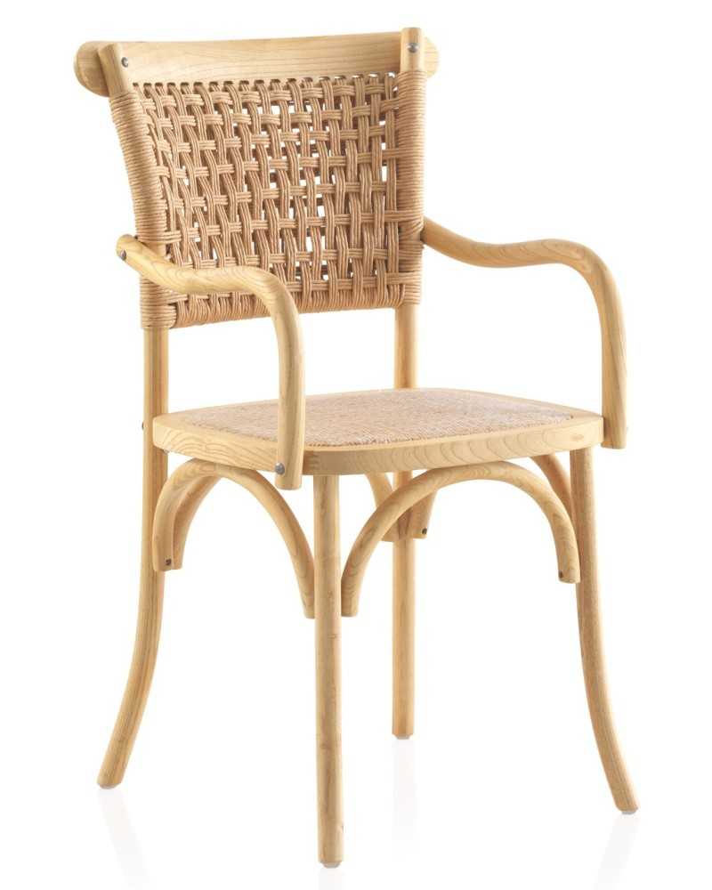 Sillon Comedor de Olmo Rattan y Abaca Diseño Moderno Allaert