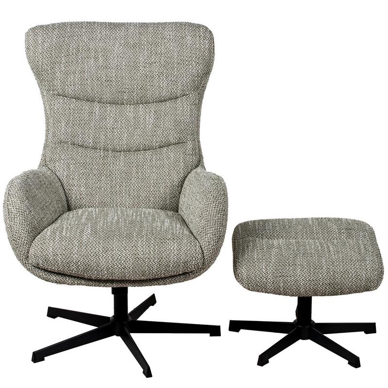 Sillon Giratorio con Reposapies Tapizado Marron Beige Airy Sillon Giratorio con Reposapies Tapizado Marron Beige Airy