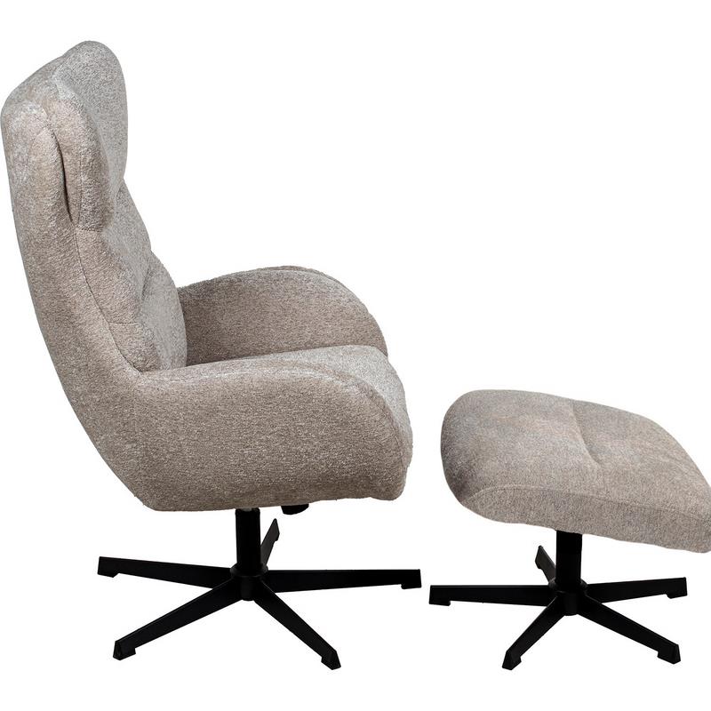 Sillon Giratorio con Reposapiés Tapizado Marron Beige Airy Sillon Giratorio con Reposapiés Tapizado Marron Beige Airy