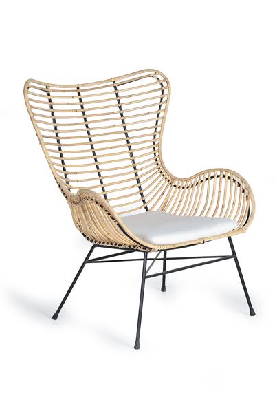 2 Sillones Rattan Forja con Cojin Blanco Serie Rattanwund 2 Sillones Rattan Forja con Cojin Blanco Serie Rattanwund
