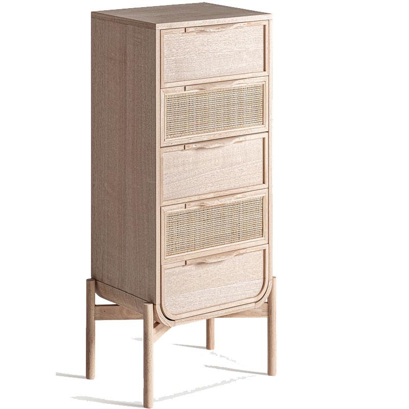 Sinfonier 5 Cajones Madera y Ratan - Serie Weurtz Sinfonier 5 Cajones Madera y Ratan - Serie Weurtz