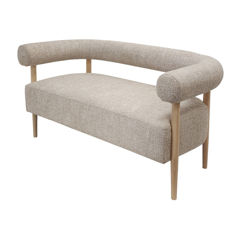 Sofa 2 Plazas Madera y Tapizado Beige Serie Mere Sofa 2 Plazas Madera y Tapizado Beige Serie Mere