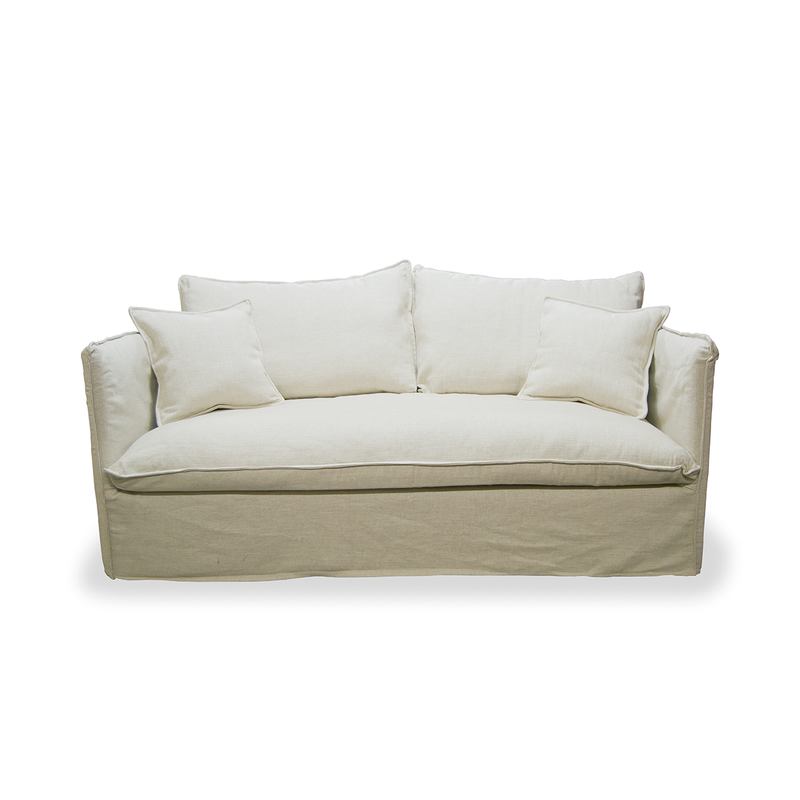 Sofa 3 Plazas Tapizado Crema con Cojines - Serie Nigeria Sofa 3 Plazas Tapizado Crema con Cojines - Serie Nigeria
