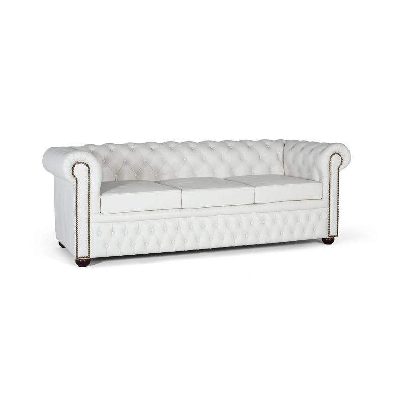 Sofa Salon Chester 3 Plazas Piel Blanca - Serie Cypress Sofa Salon Chester 3 Plazas Piel Blanca - Serie Cypress