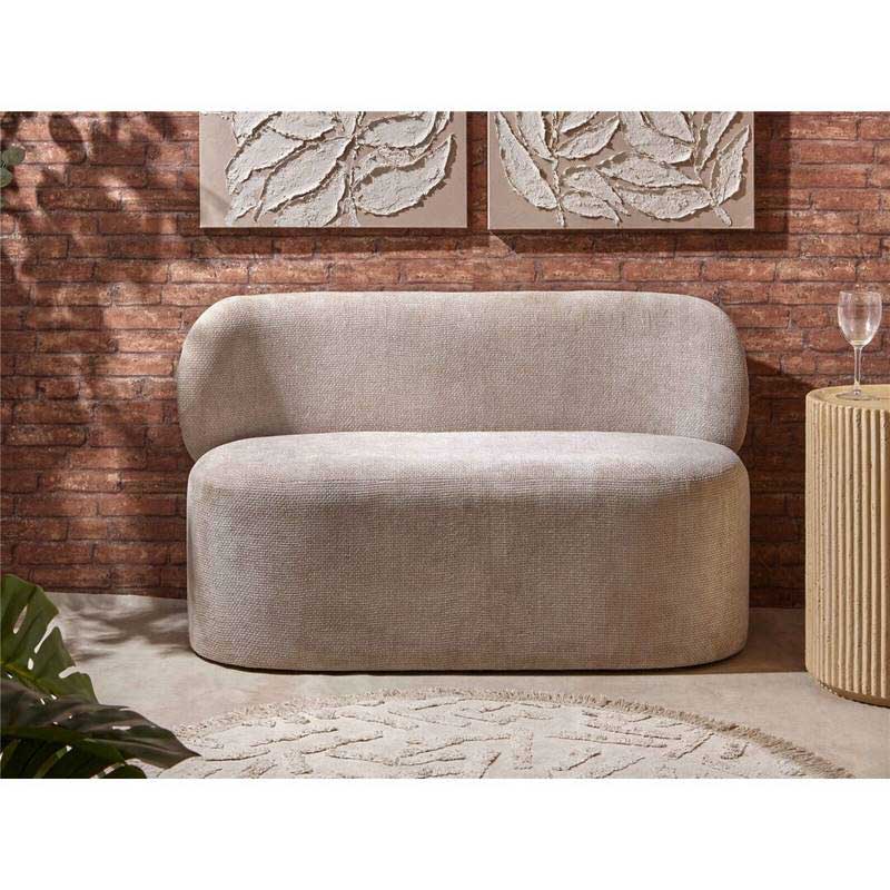 Sofa Yak 2 Plazas de Chenilla Gruesa Beige Serie Aitlas