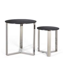 2 Mesas Auxiliares Actuales Redondas Aluminio Serie Adariel 2 Mesas Auxiliares Actuales Redondas Aluminio Serie Adariel