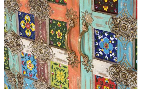 Aparador 4 Puertas Madera y Ceramica de Colores Serie Ambelot