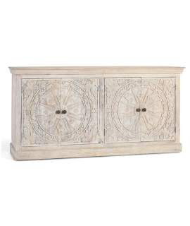 Aparador Blanco Decapado 4 Puertas Talladas Serie Ateneas Aparador Blanco Decapado 4 Puertas Talladas Serie Ateneas