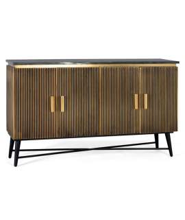 Aparador Buffet Moderno Surcos 4 Puertas Oro Serie Aboiat