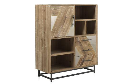 Tradineur - Aparador de madera con 3 puertas y 3 estantes, mueble auxiliar  multifuncional, estantería para salón, dormitorio (Ma