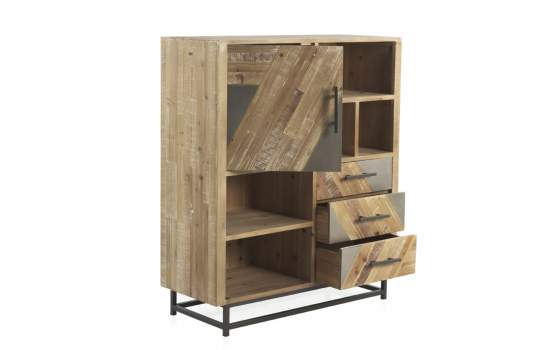 Aparador industrial 1 puerta y 3 cajones madera Daker – Mueblestudio