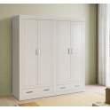 Armario Pino Macizo Blanco 4 Puerta 2 Cajones Serie Dantany