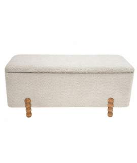 Baul banqueta Tapizada Rizo Suave Beige Serie Ationes