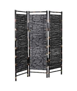 Biombo Bambu Color Negro Estilo Oriental Biombo Bambu Color Negro Estilo Oriental