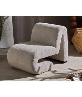 Butaca Sillón Eme Tejido Rizo Suave Beige Serie Adesin