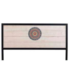 Cabecero Forja Tablero Central Madera Decorado Mandala Abtat