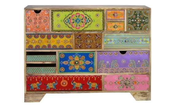 Comoda 14 Cajones Pintada a Mano Motivos Forales Boho Comoda 14 Cajones Pintada a Mano Motivos Forales Boho