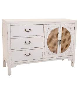 Comoda Blanca Rustica 3 Cajones 2 Puertas Serie Alika