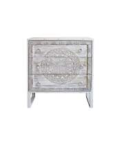 Comoda Dormitorio 3 Cajones Tallados en Blanco Decape Hanif