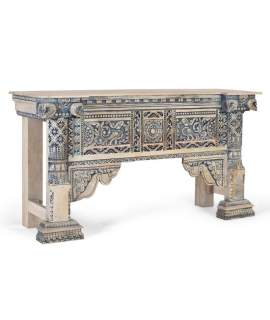 Consola Recibidor Oriental Madera Maciza Color Azulon Aclest Consola Recibidor Oriental Madera Maciza Color Azulon Aclest