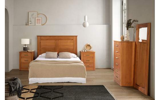 Dormitorio Pino Rustico 5 Piezas Cama de 150 cm Serie Atiany