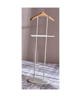 Galan de Noche Moderno Tubo Acero Blanco Percha Madera Atisvas Galan de Noche Moderno Tubo Acero Blanco Percha Madera Atisvas