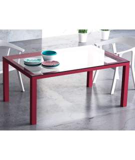 Mesa Comedor Acero Cristal Moderna Boston Serie Anthon