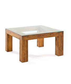 Mesa Comedor Cuadrada Cristal Rustica Zoom