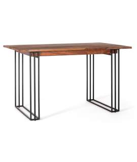 Mesa Comedor Industrial Acero Madera Palisandro Serie Ariost