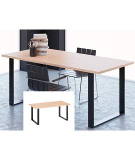 Mesa Comedor Industrial Cuadro Acero y Madera Arisats