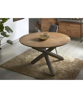 Mesa Comedor Redonda Madera Forja Serie Carsten