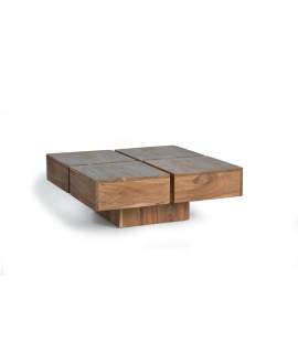 Mesa de Centro Cafetera Madera Acacia Cuadrada Aratany