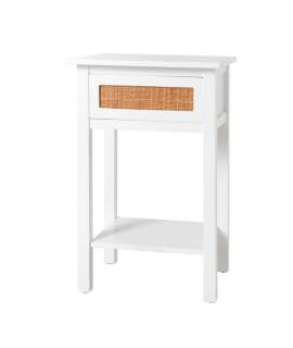 Mesita Blanca 1 Cajon Rejilla Junco Serie Rainten