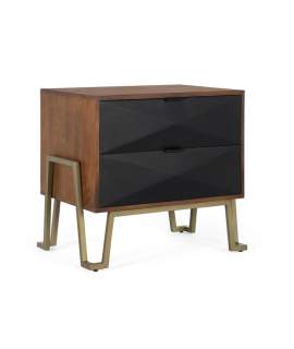 Mesita de Noche Moderna 2 Cajones Madera Mango Angiot Mesita de Noche Moderna 2 Cajones Madera Mango Angiot
