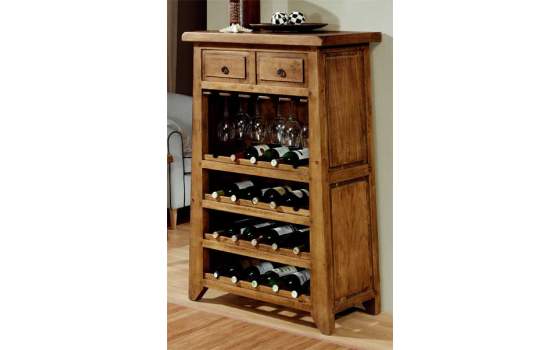 Mueble para 20 botellas estilo rustico con cajones