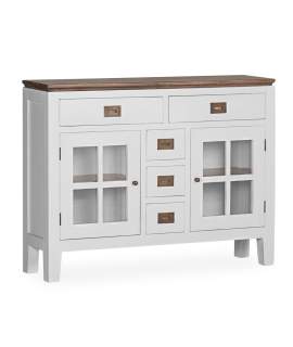 Mueble Recibidor Blanco Nogal 5 Cajones 2 Puertas Serie Everest