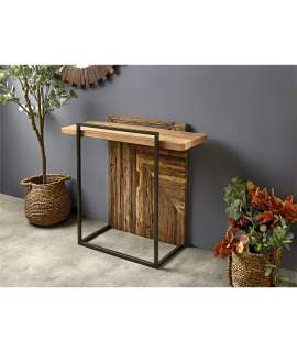 Mueble Recibidor Madera Reciclada Metal Rustico Venatici